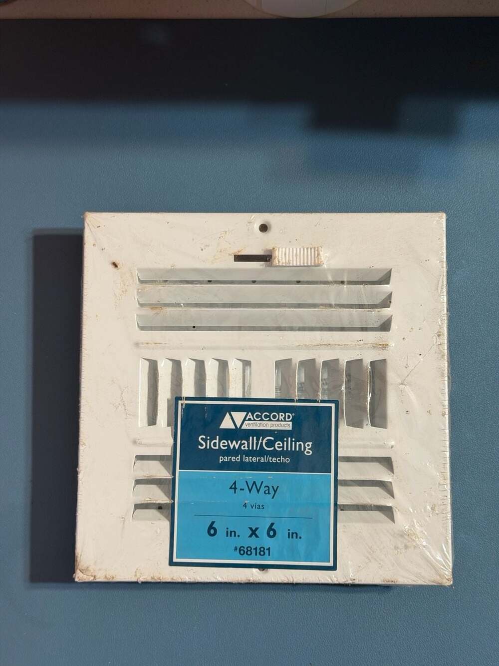 Accord 6" x 6" 4-Way Sidewall/Ceiling Register Vent, White, ABSWWH466